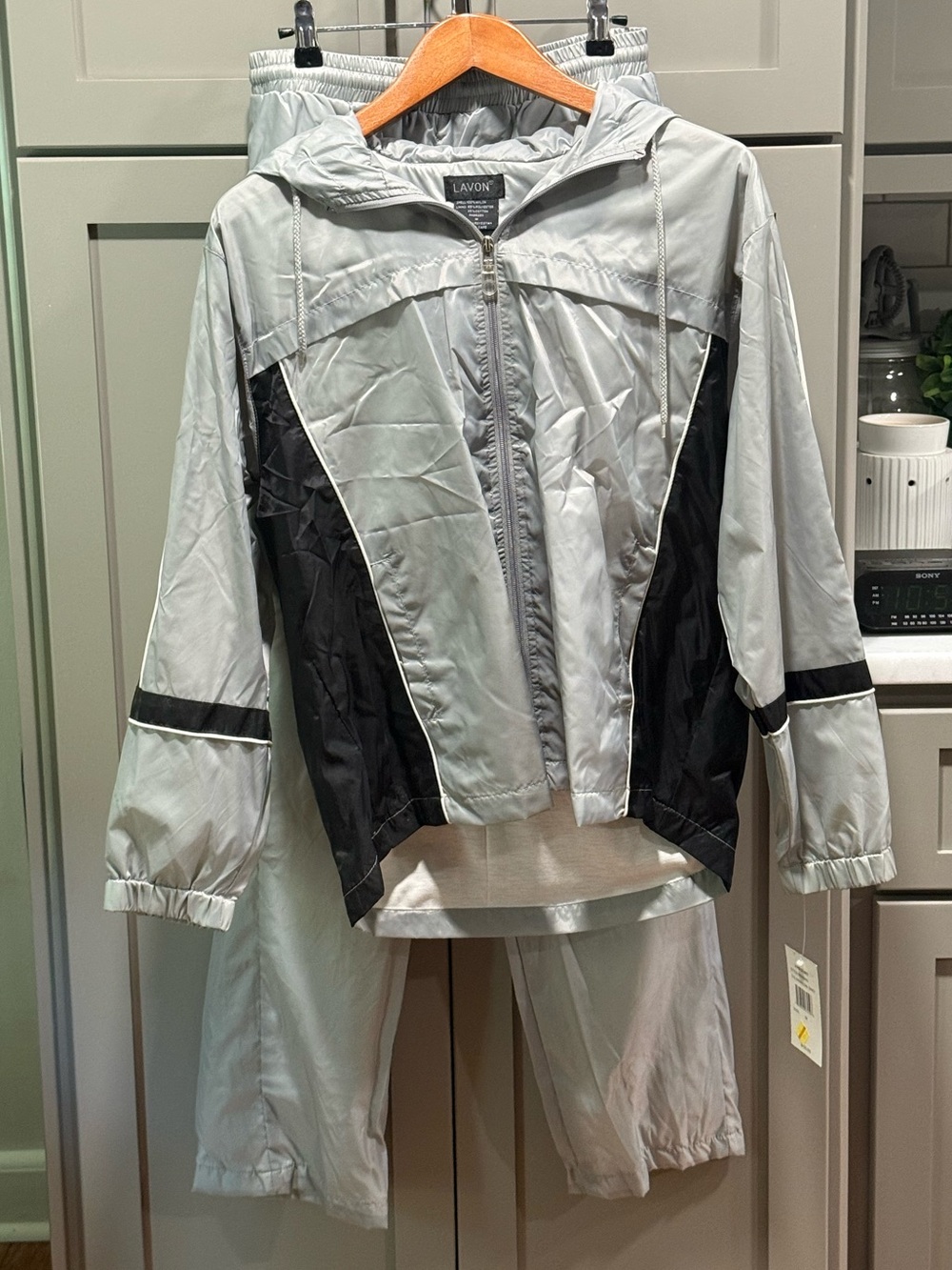 Lavon Gray and Black Color Block Vintage Y2K Women’s Tracksuit/Wind Suit Set NWT
